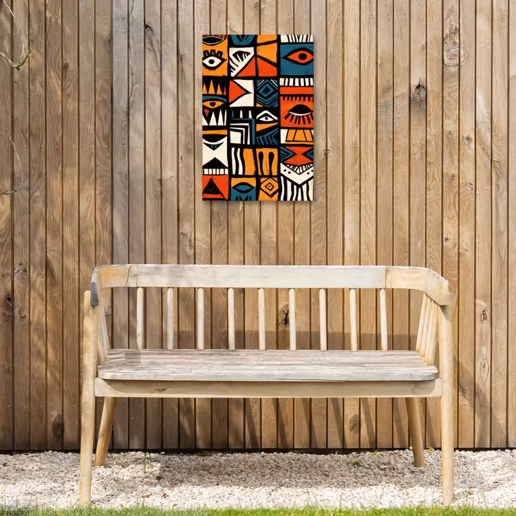 Abstract - Gezichten - Mozaïek Tuinposter op houten frame 2 cm dik klein -sfeer4