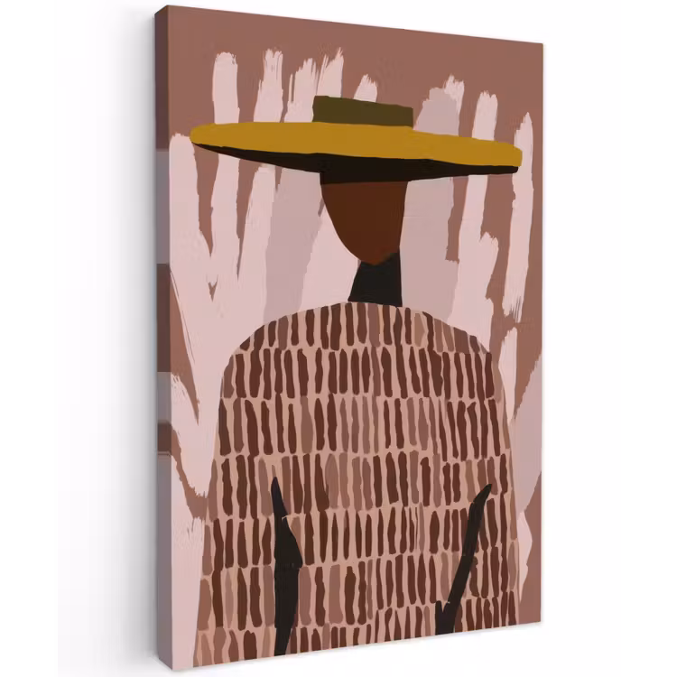 Abstract - Figuur - Illustratie - Hoed Tuinposter op houten frame 2 cm dik klein -3d
