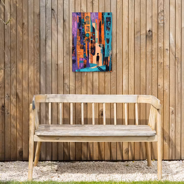 Abstract - Figuren - Kleurrijk Tuinposter op houten frame 2 cm dik klein -sfeer4
