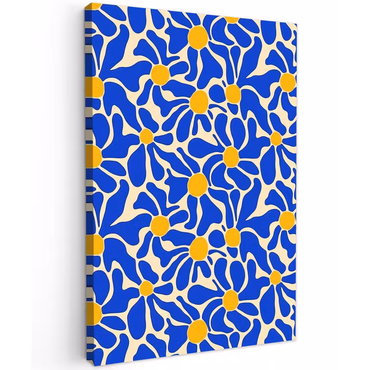 Abstract - Bloem - Blauw Tuinposter op houten frame 2 cm dik klein 841 -3d