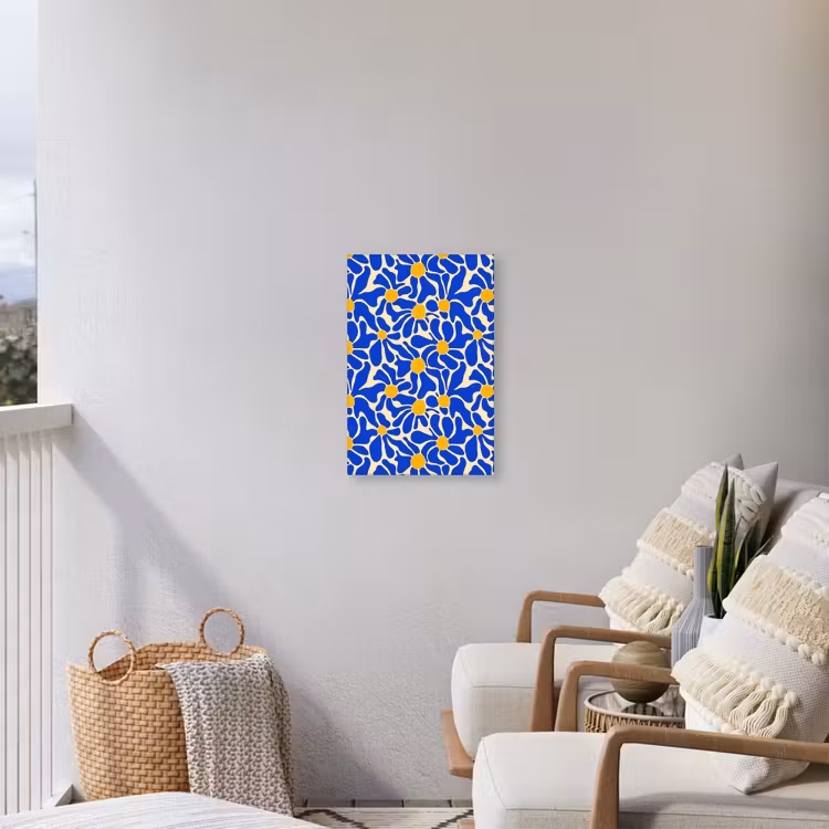 Abstract - Bloem - Blauw Tuinposter op houten frame 2 cm dik klein 841 -sfeer1