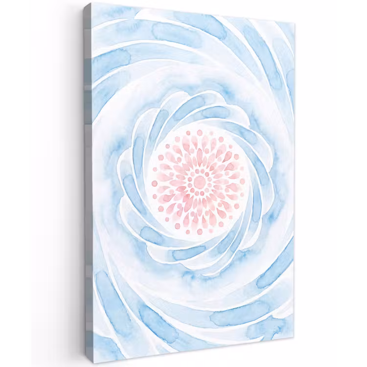 Abstract - Bloemvorm - Aquarel - Roze - Blauw Tuinposter op houten frame 2 cm dik klein -3d