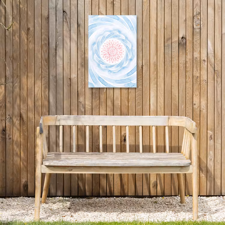 Abstract - Bloemvorm - Aquarel - Roze - Blauw Tuinposter op houten frame 2 cm dik klein -sfeer4
