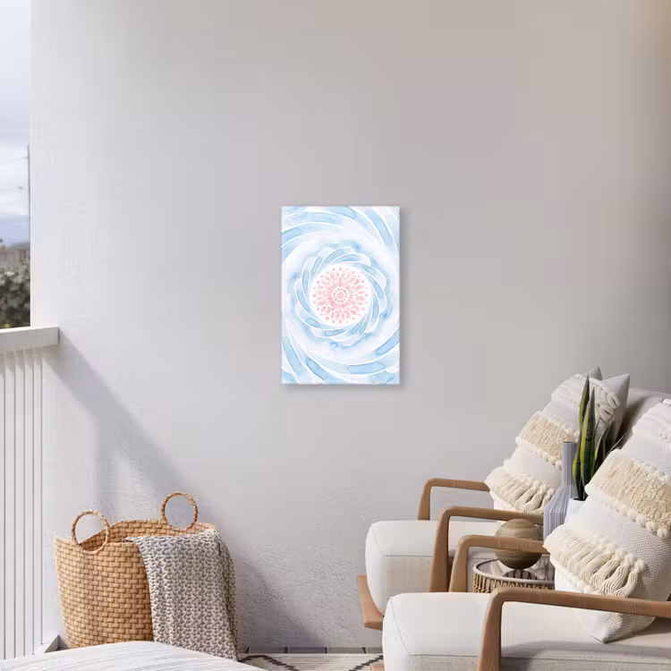 Abstract - Bloemvorm - Aquarel - Roze - Blauw Tuinposter op houten frame 2 cm dik klein -sfeer1