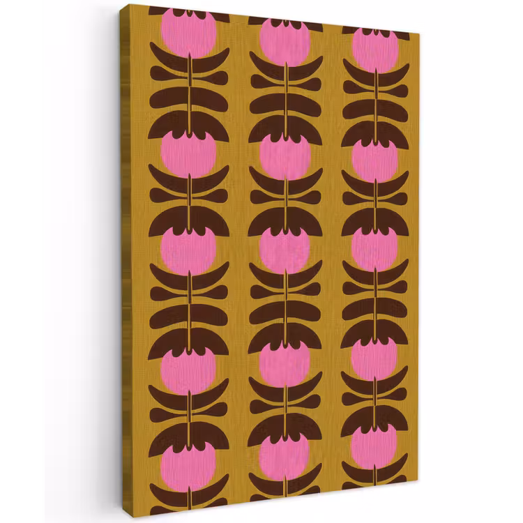 Abstract - Bloemen - Roze Tuinposter op houten frame 2 cm dik klein 841 -3d