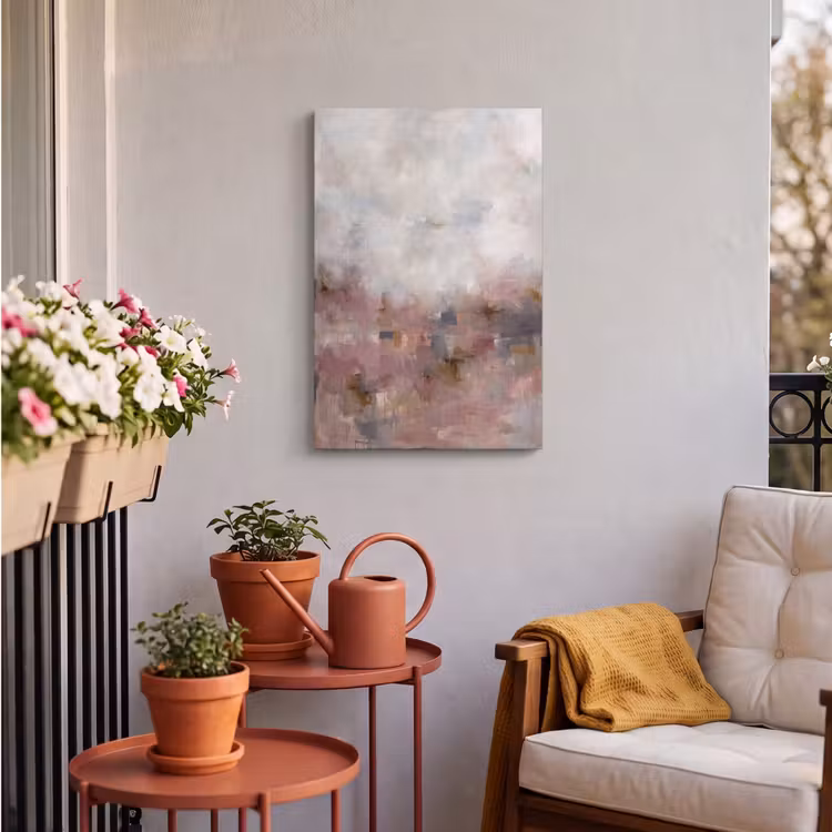 Abstract - Vloeiend - Kunst - Modern - Beige Tuinposter op houten frame 2 cm dik klein -sfeer1