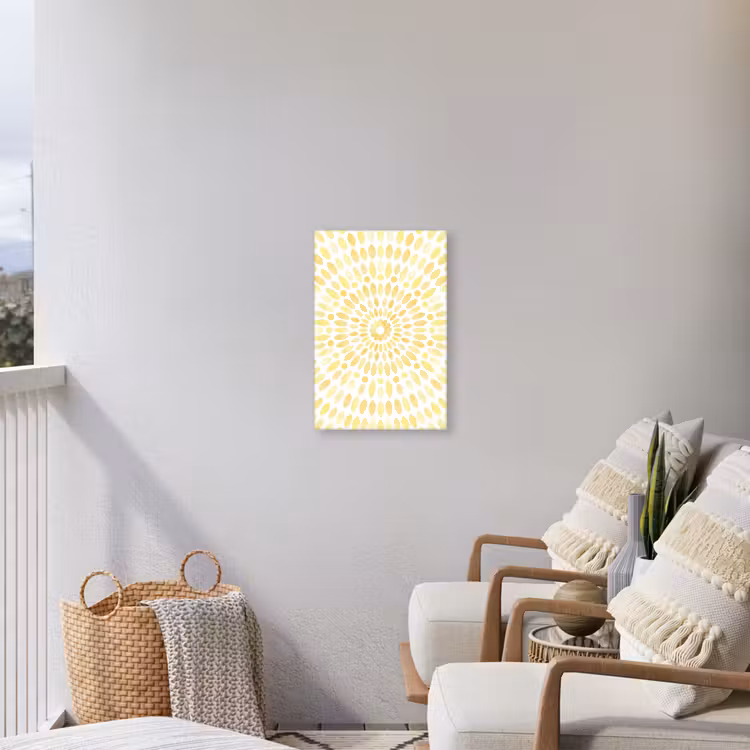 Abstract - Geometrisch - Stralend - Geel Tuinposter op houten frame 2 cm dik klein -sfeer1
