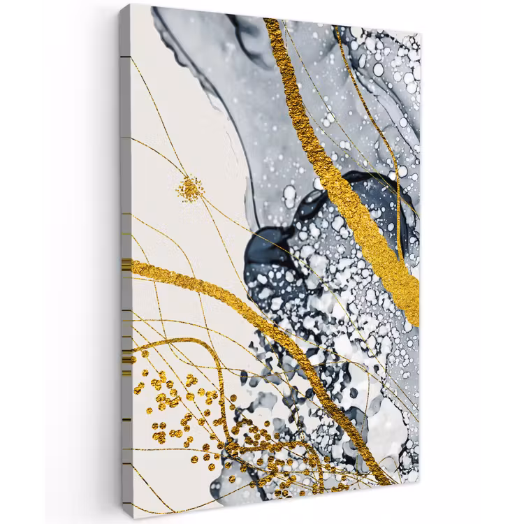 Abstract - Goud - Natuur - Kunst Tuinposter op houten frame 2 cm dik klein -3d