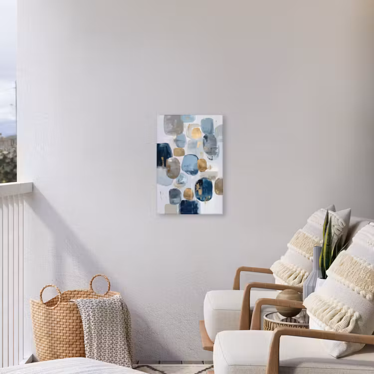 Abstract - Goud - Vormen Tuinposter op houten frame 2 cm dik klein -sfeer1