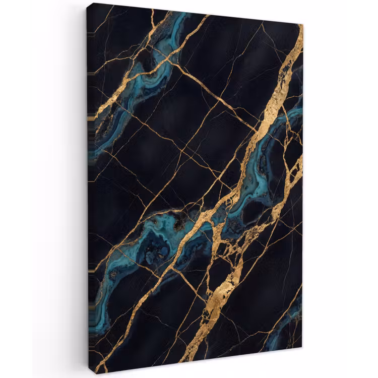 Abstract - Gouden lijnen - Kunst - Modern - Zwart Tuinposter op houten frame 2 cm dik klein -3d