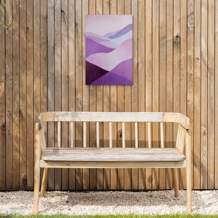 Abstract - Heuvels - Landschap - Paars Tuinposter op houten frame 2 cm dik klein -sfeer4