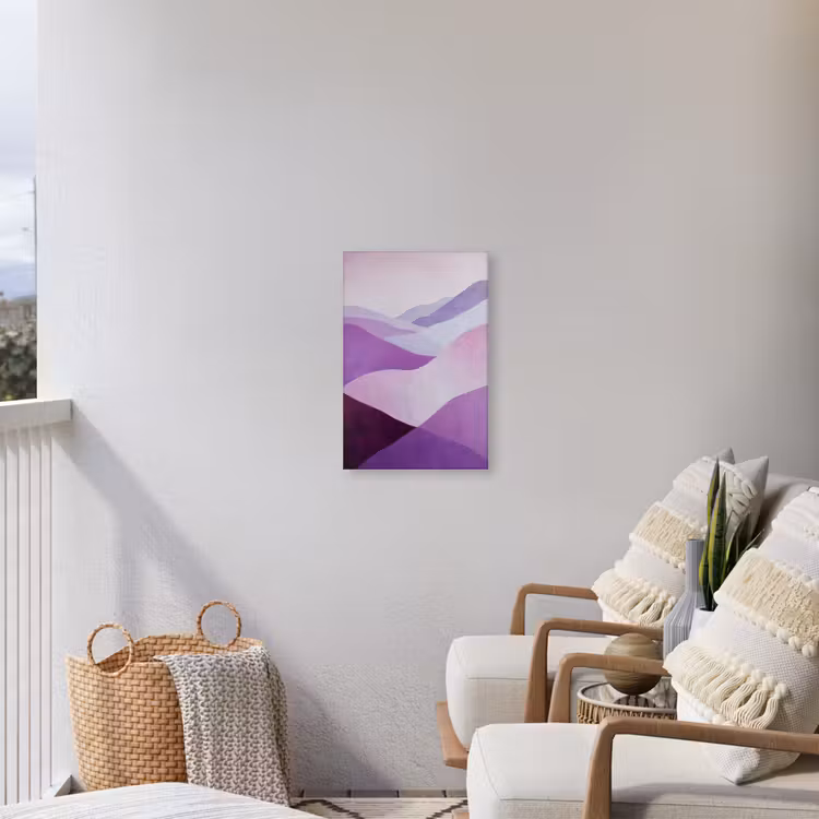 Abstract - Heuvels - Landschap - Paars Tuinposter op houten frame 2 cm dik klein -sfeer1