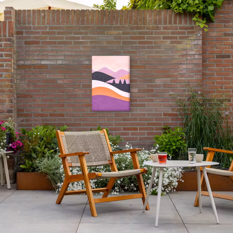 Abstract - Heuvels - Bomen - Groen Tuinposter op houten frame 2 cm dik klein -sfeer3