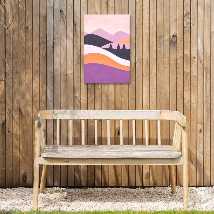 Abstract - Heuvels - Bomen - Groen Tuinposter op houten frame 2 cm dik klein -sfeer4