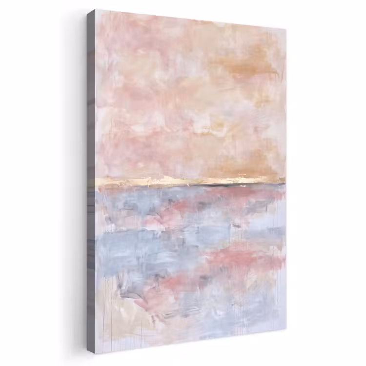 Abstract - Horizontaal - Kunst - Roze - Goud Tuinposter op houten frame 2 cm dik klein -3d