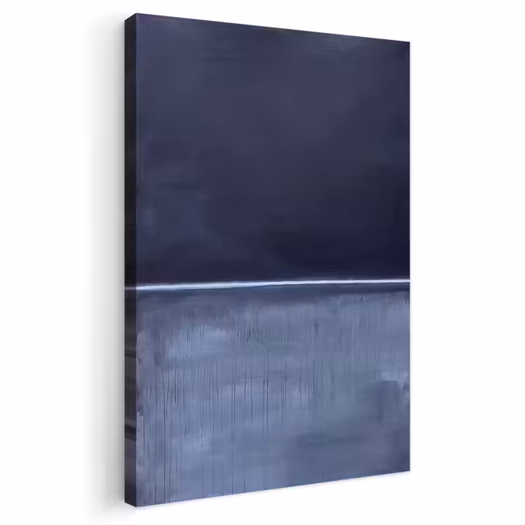 Abstract - Horizontale lijn - Minimalistisch - Donkerblauw - Kunst Tuinposter op houten frame 2 cm dik klein -3d