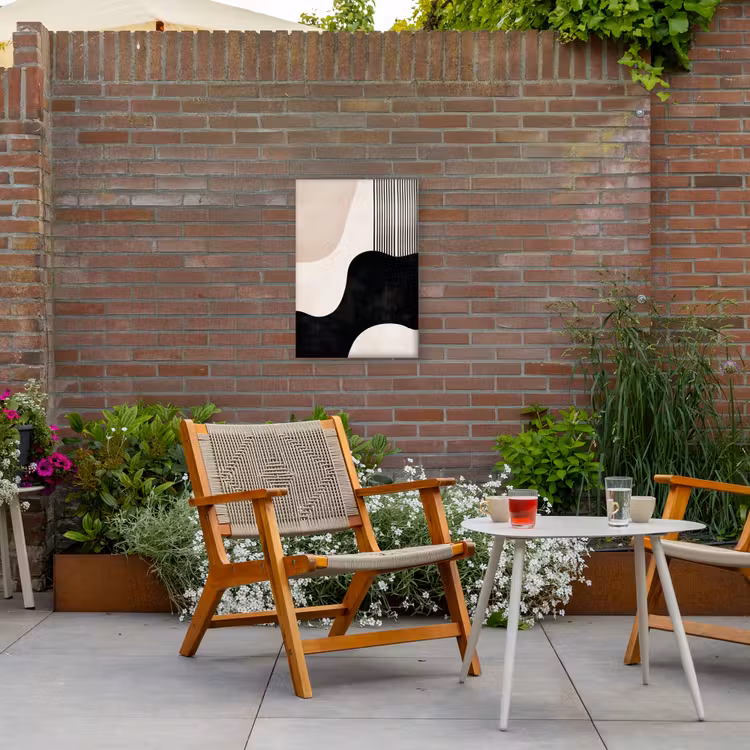 Abstract - Japandi - Beige - Modern Tuinposter op houten frame 2 cm dik klein -sfeer3
