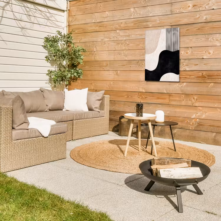 Abstract - Japandi - Beige - Modern Tuinposter op houten frame 2 cm dik klein -sfeer2