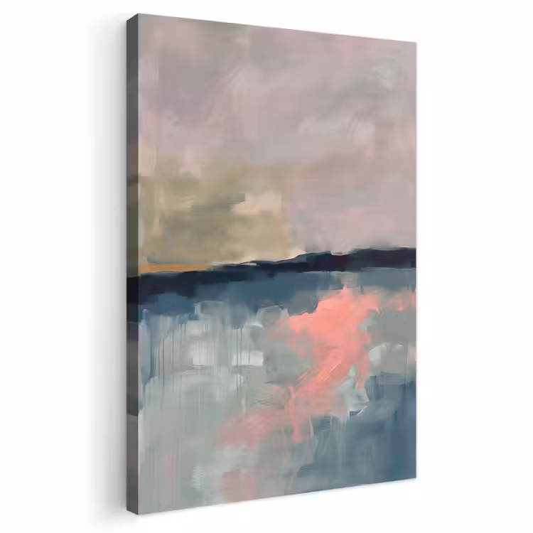 Abstract - Landschap - Kunst - Modern - Groen - Blauw Tuinposter op houten frame 2 cm dik klein -3d