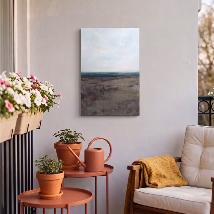 Abstract - Landschap - Horizon - Blauw - Modern Tuinposter op houten frame 2 cm dik klein -sfeer1