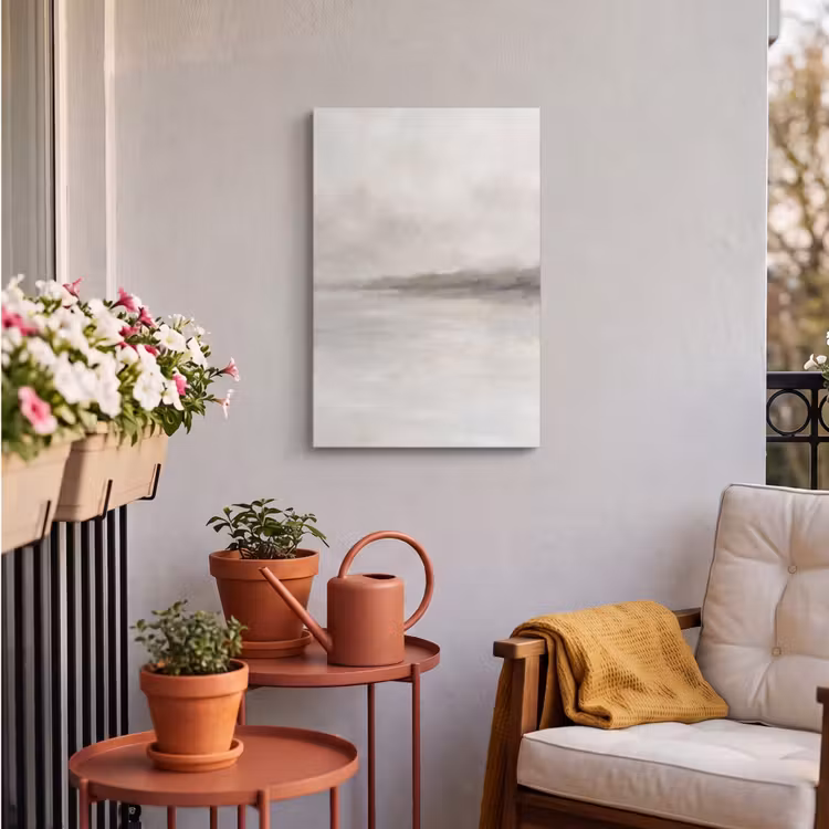 Abstract - Landschap - Nevel - Modern - Grijs Tuinposter op houten frame 2 cm dik klein -sfeer1