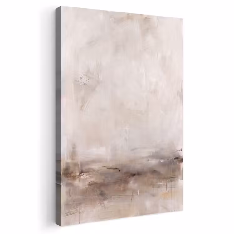 Abstrakt - Landschap - Modern - Beige - Kunst Tuinposter op houten frame 2 cm dik klein -3d