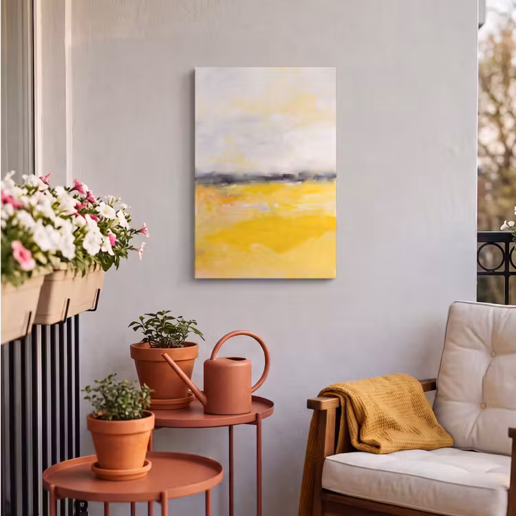 Abstract - Landschap - Modern - Geel Tuinposter op houten frame 2 cm dik klein -sfeer1