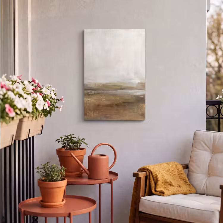 Abstract - Landschap - Natuur - Beige - Bruin Tuinposter op houten frame 2 cm dik klein -sfeer1