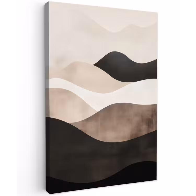 Abstract - Landschap - Golven - Crèmekleur Tuinposter op houten frame 2 cm dik klein -3d