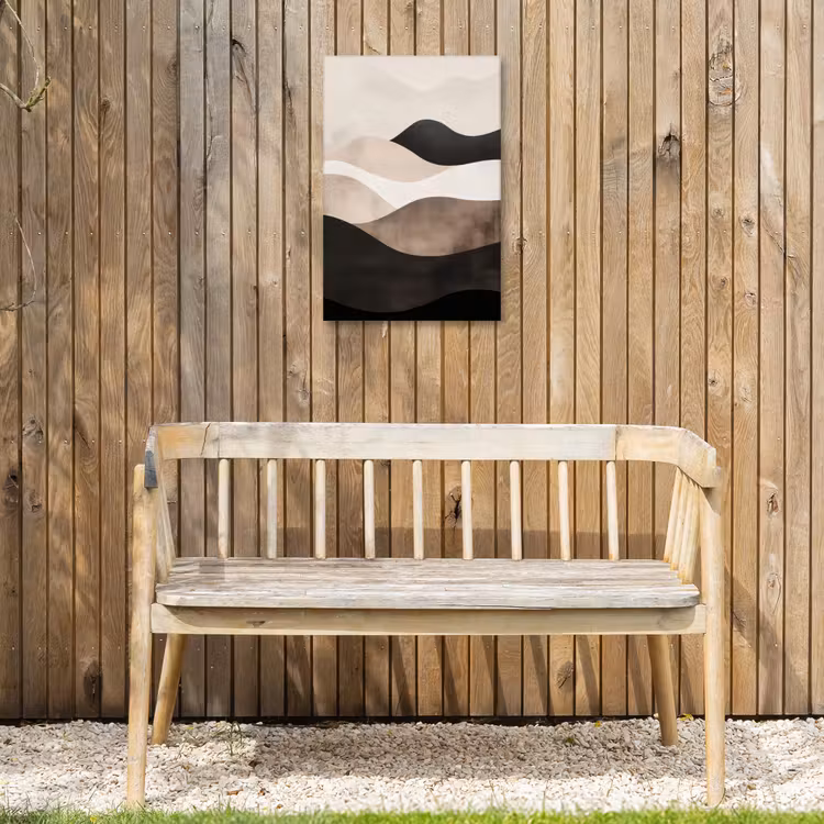 Abstract - Landschap - Golven - Crèmekleur Tuinposter op houten frame 2 cm dik klein -sfeer4