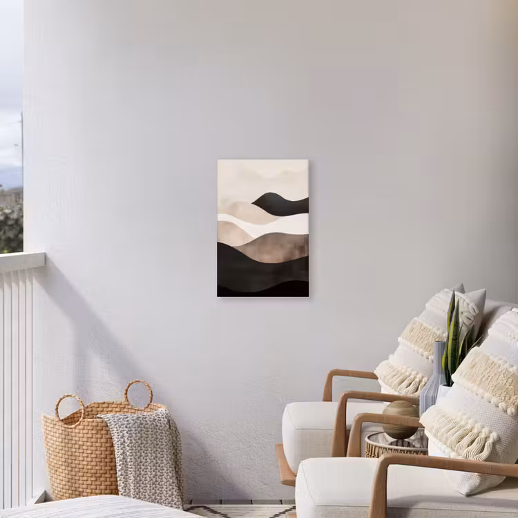 Abstract - Landschap - Golven - Crèmekleur Tuinposter op houten frame 2 cm dik klein -sfeer1