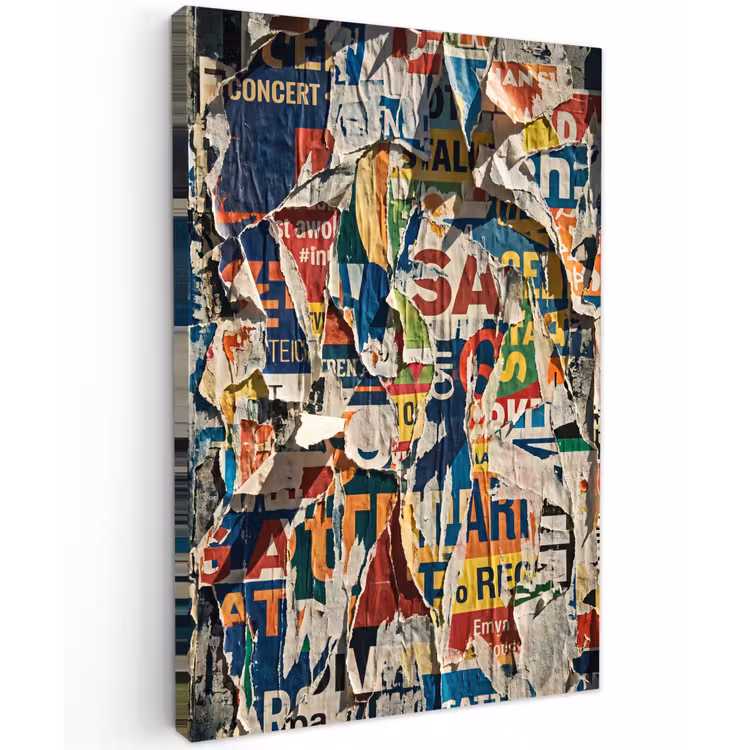Abstract - Gelaagd papier - Urban - Modern - Kleurrijk Tuinposter op houten frame 2 cm dik klein -3d