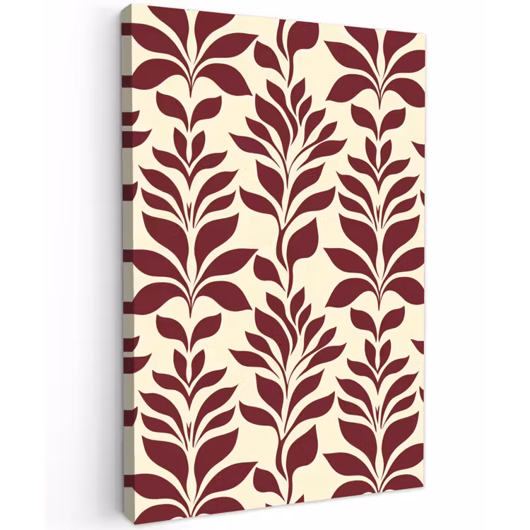 Abstract - Bladeren - Burgundy Tuinposter op houten frame 2 cm dik klein 841 -3d