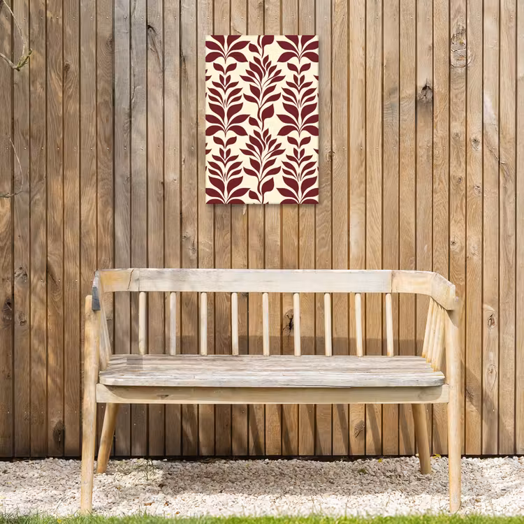 Abstract - Bladeren - Burgundy Tuinposter op houten frame 2 cm dik klein 841 -sfeer4