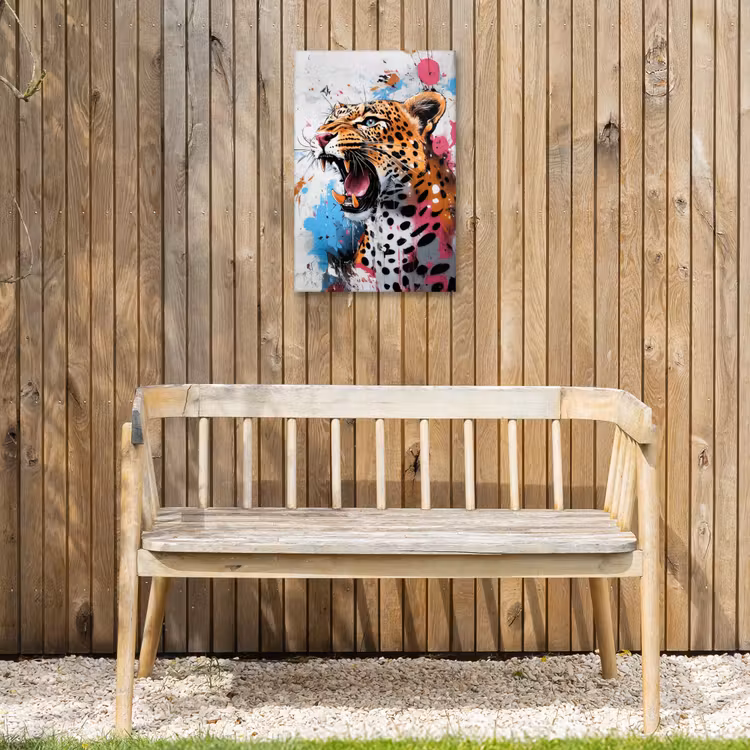 Abstract - Luipaard - Kleurrijk Tuinposter op houten frame 2 cm dik klein -sfeer4
