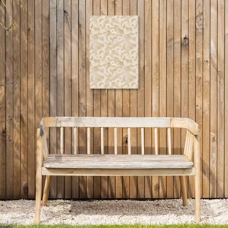 Abstract - Lijnen - Beige Tuinposter op houten frame 2 cm dik klein 841 -sfeer4