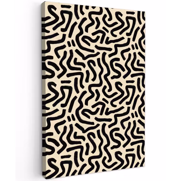 Abstract - Lijnen - Zwart Tuinposter op houten frame 2 cm dik klein 841 -3d