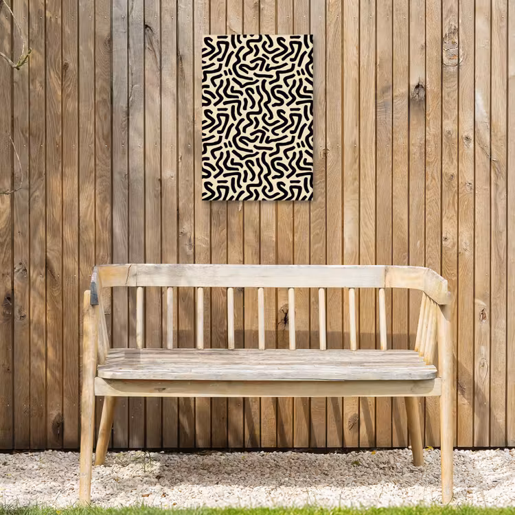 Abstract - Lijnen - Zwart Tuinposter op houten frame 2 cm dik klein 841 -sfeer4
