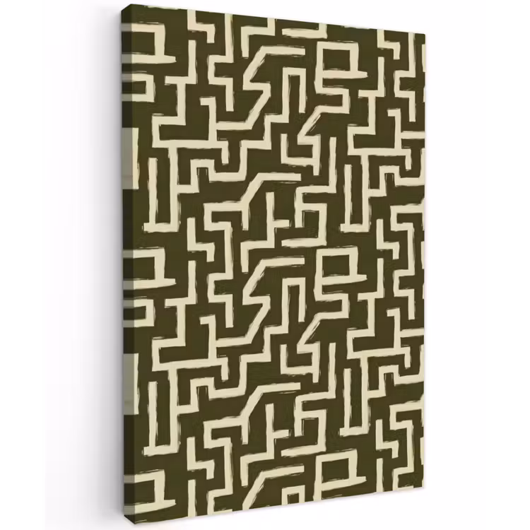 Abstract - Lijnen - Groen Tuinposter op houten frame 2 cm dik klein 841 -3d