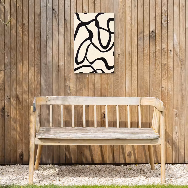 Abstract - Lijnen - Modern - Beige Tuinposter op houten frame 2 cm dik klein -sfeer4