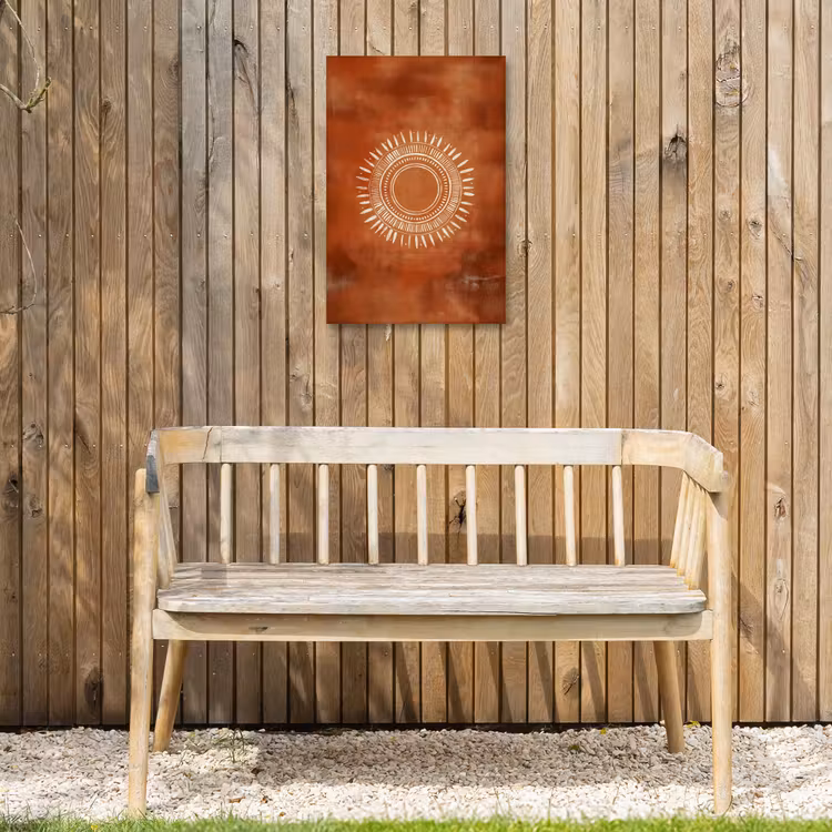 Abstract - Lijnen - Zonnestralen - Roodbruin Tuinposter op houten frame 2 cm dik klein -sfeer4