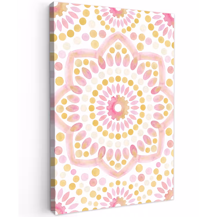 Abstract - Mandala - Kunst - Modern - Roze Tuinposter op houten frame 2 cm dik klein -3d
