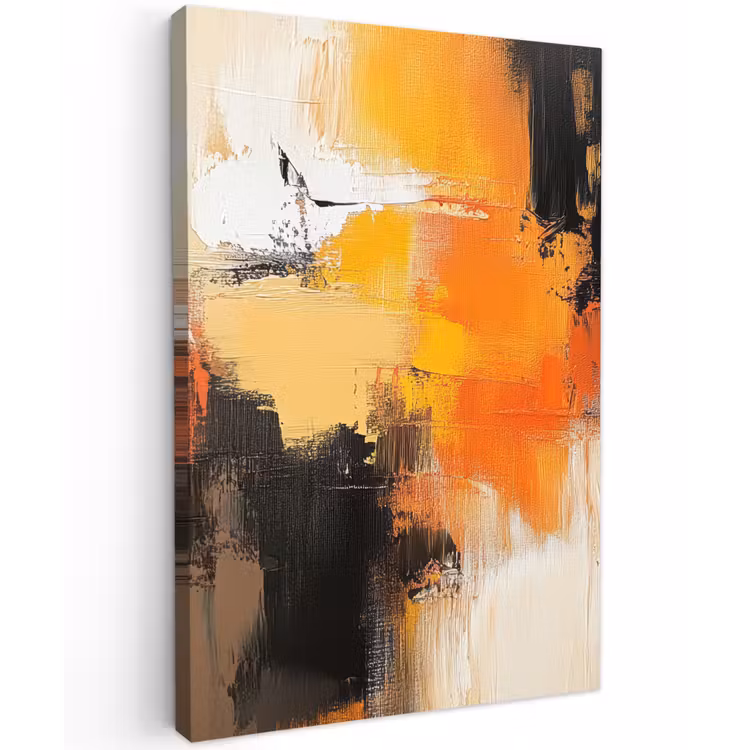 Abstract - Modern - Verflook - Herfst kleuren - Oranje Tuinposter op houten frame 2 cm dik klein -3d