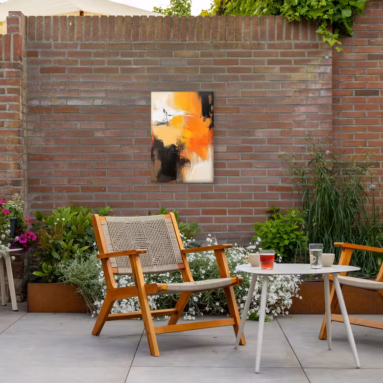 Abstract - Modern - Verflook - Herfst kleuren - Oranje Tuinposter op houten frame 2 cm dik klein -sfeer3