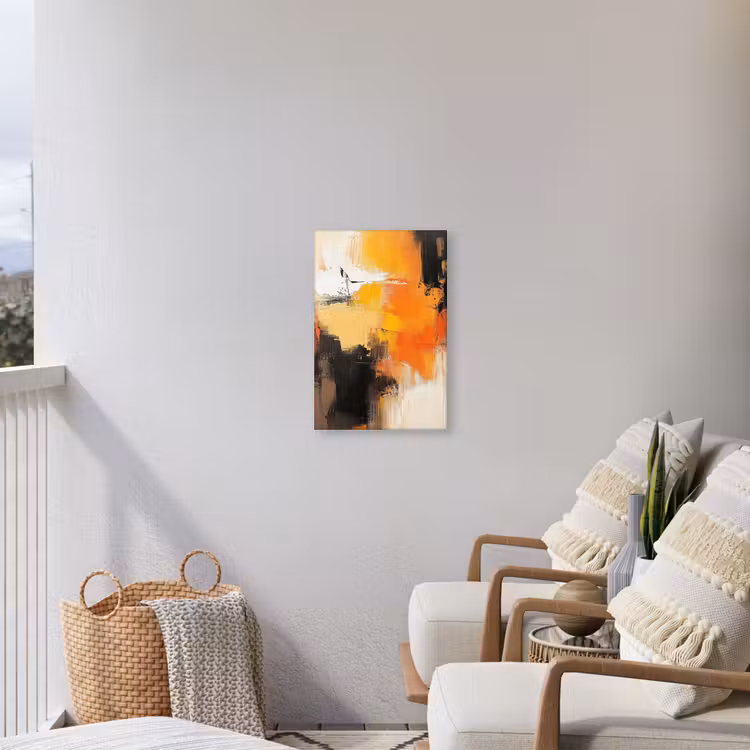 Abstract - Modern - Verflook - Herfst kleuren - Oranje Tuinposter op houten frame 2 cm dik klein -sfeer1