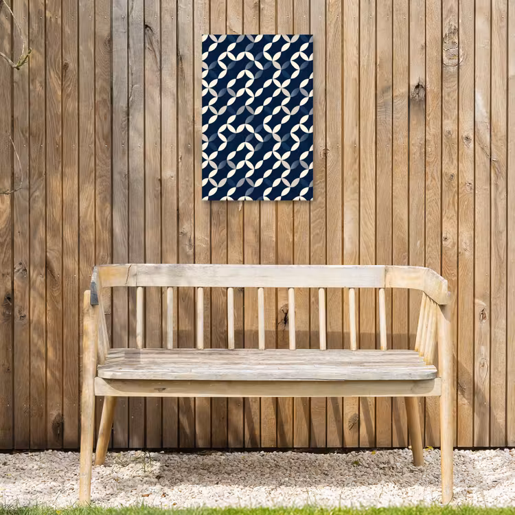Abstract - Patroon - Blauw Tuinposter op houten frame 2 cm dik klein 841 -sfeer4