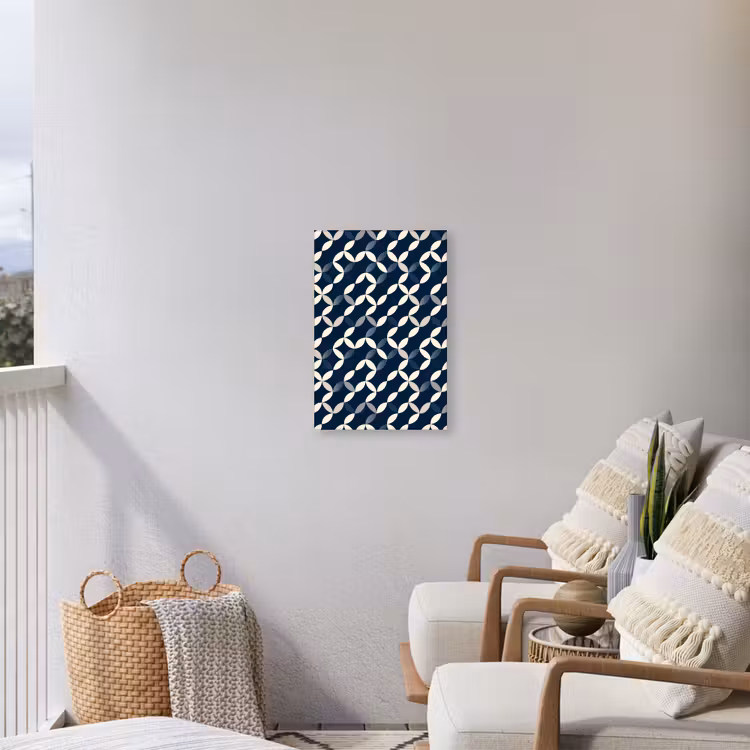 Abstract - Patroon - Blauw Tuinposter op houten frame 2 cm dik klein 841 -sfeer1