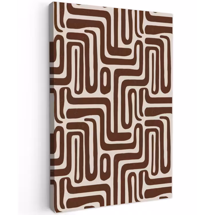 Abstract - Patroon - Bruin Tuinposter op houten frame 2 cm dik klein 841 -3d