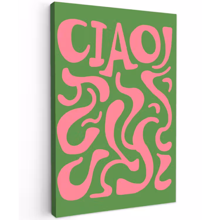 Abstract - Roze - Ciao - Vormen Tuinposter op houten frame 2 cm dik klein -3d