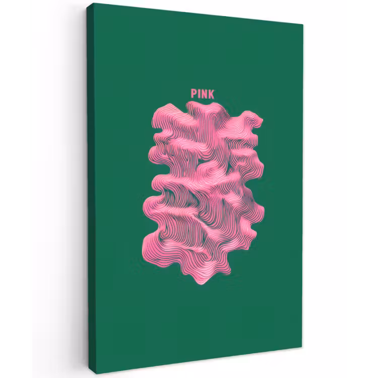 Abstract - Pink - Lijnen - Groen Tuinposter op houten frame 2 cm dik klein -3d